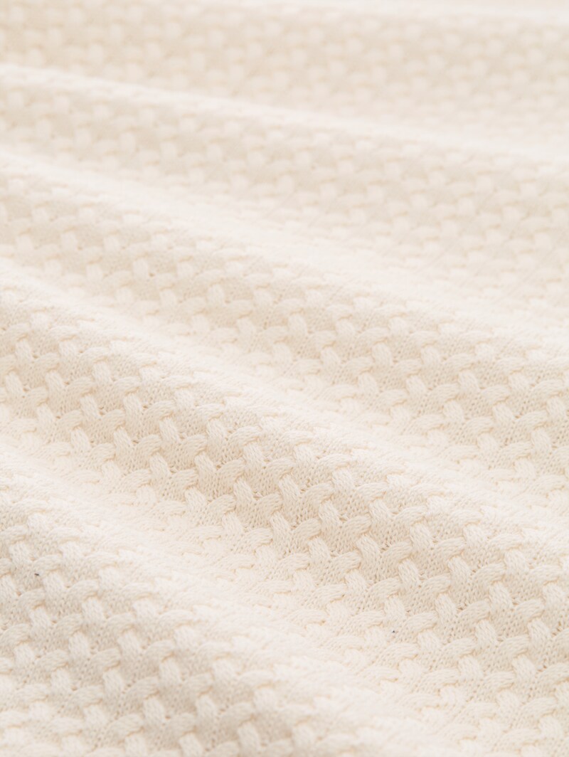 Tom Tailor Strickpullover mit Zopfmuster - Gardenia White