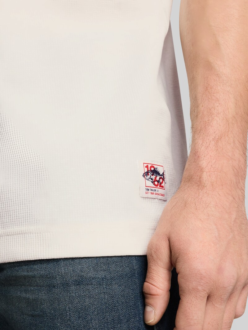 Tom Tailor T-Shirt mit Waffelstruktur - Gardenia White