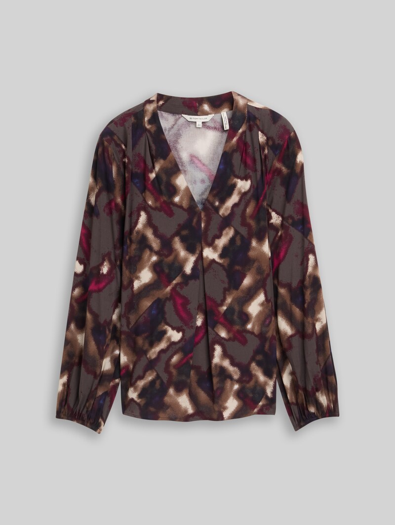 Tom Tailor Plus Size - Bluse mit Muster - Brown Blurry Argyle