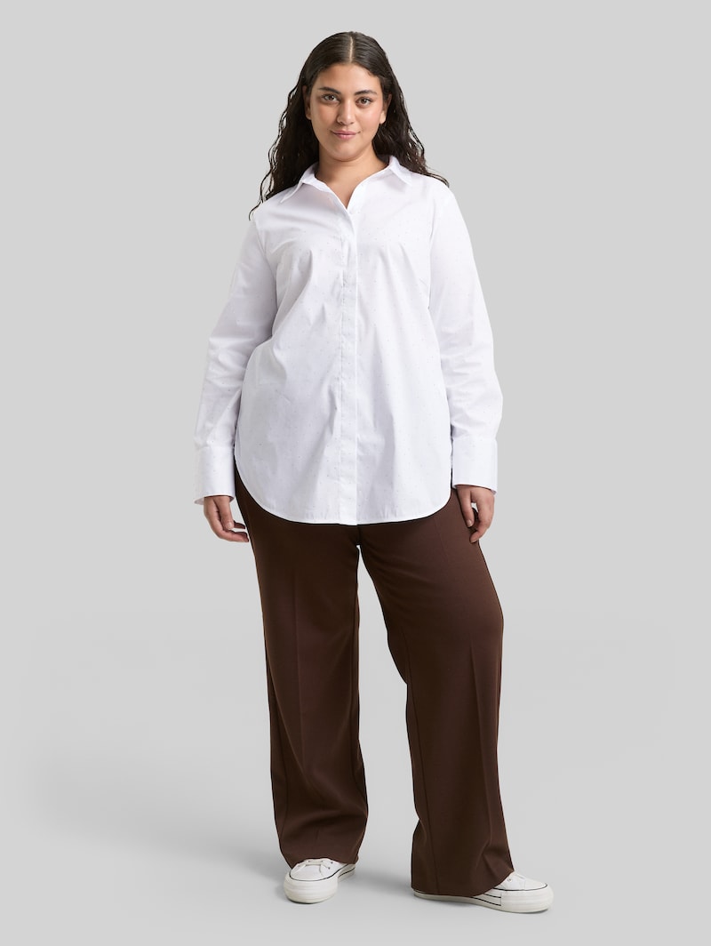 Tom Tailor Plus Size - Loose Fit Bluse mit Strasssteinen - Stones On Solid