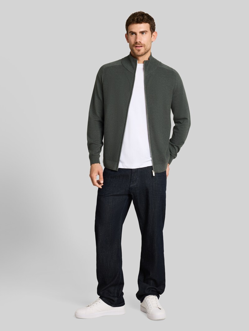 Tom Tailor Strickjacke aus Baumwolle - Darkest Olive Melange