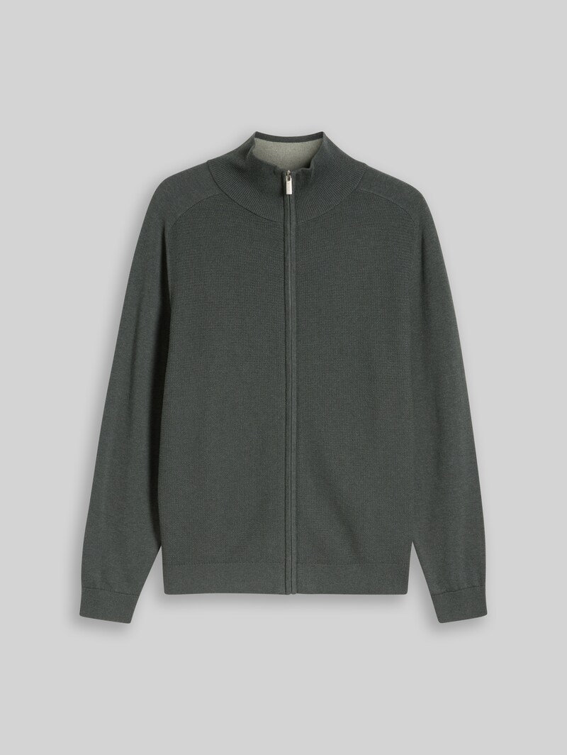 Tom Tailor Strickjacke aus Baumwolle - Darkest Olive Melange