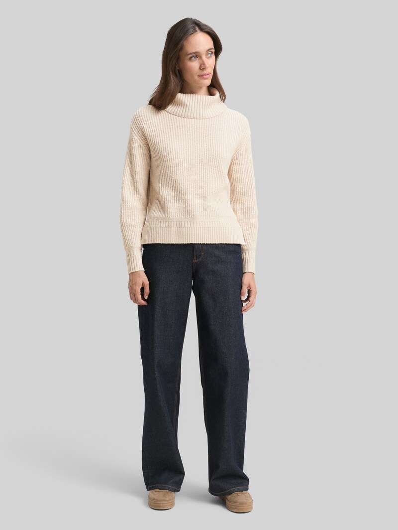 Tom Tailor Loose Fit Rollkragenpullover - Sand Stone Beige Melange