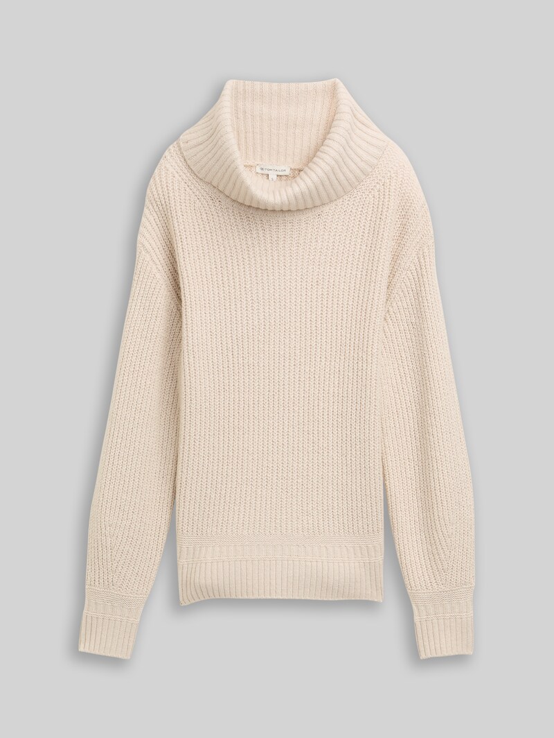 Tom Tailor Loose Fit Rollkragenpullover - Sand Stone Beige Melange