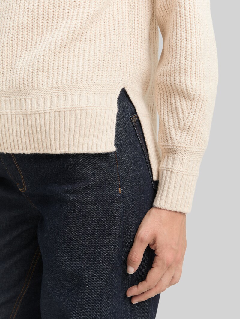 Tom Tailor Loose Fit Rollkragenpullover - Sand Stone Beige Melange