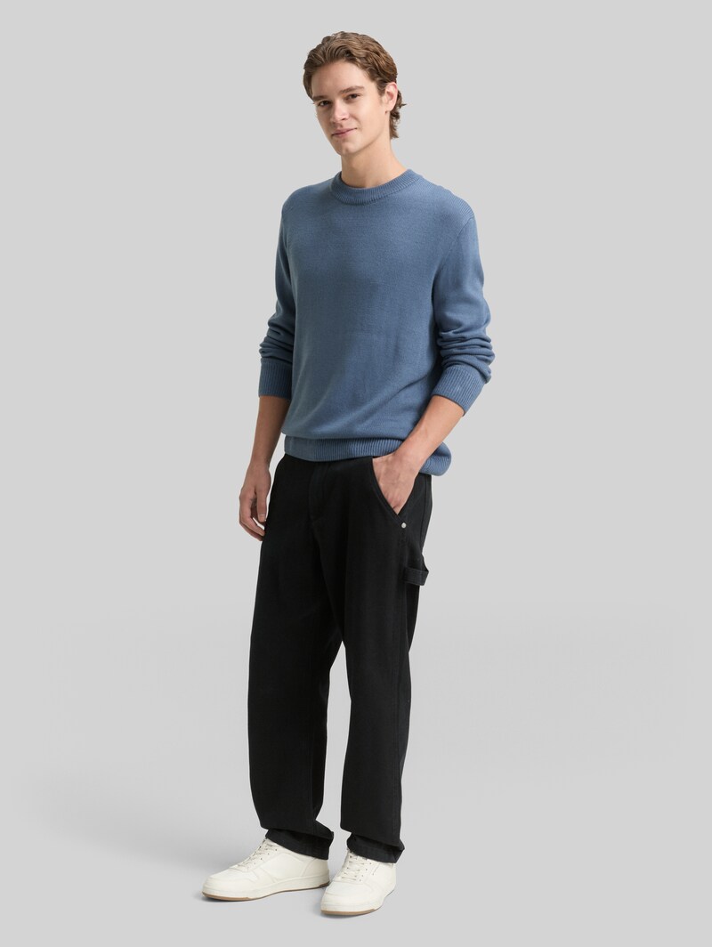 Tom Tailor Strickpullover mit Rundhalsausschnitt - Dusty Denim Blue