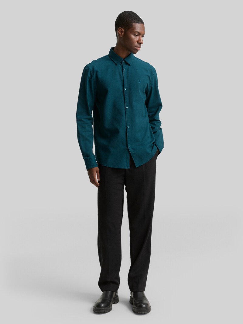 Tom Tailor Regular Fit Hemd mit Logo-Stickerei - Deep Pond Green