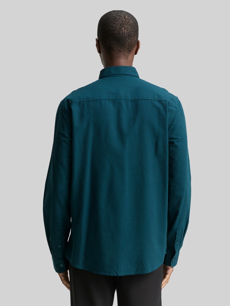 Tom Tailor Regular Fit Hemd mit Logo-Stickerei - Deep Pond Green