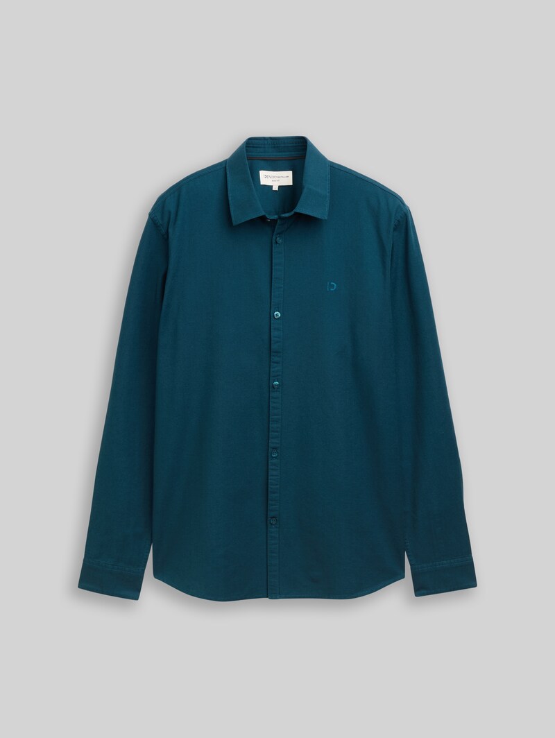 Tom Tailor Regular Fit Hemd mit Logo-Stickerei - Deep Pond Green