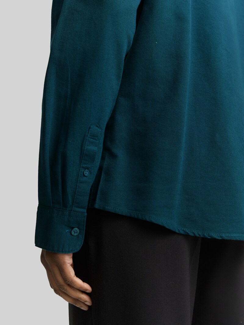 Tom Tailor Regular Fit Hemd mit Logo-Stickerei - Deep Pond Green