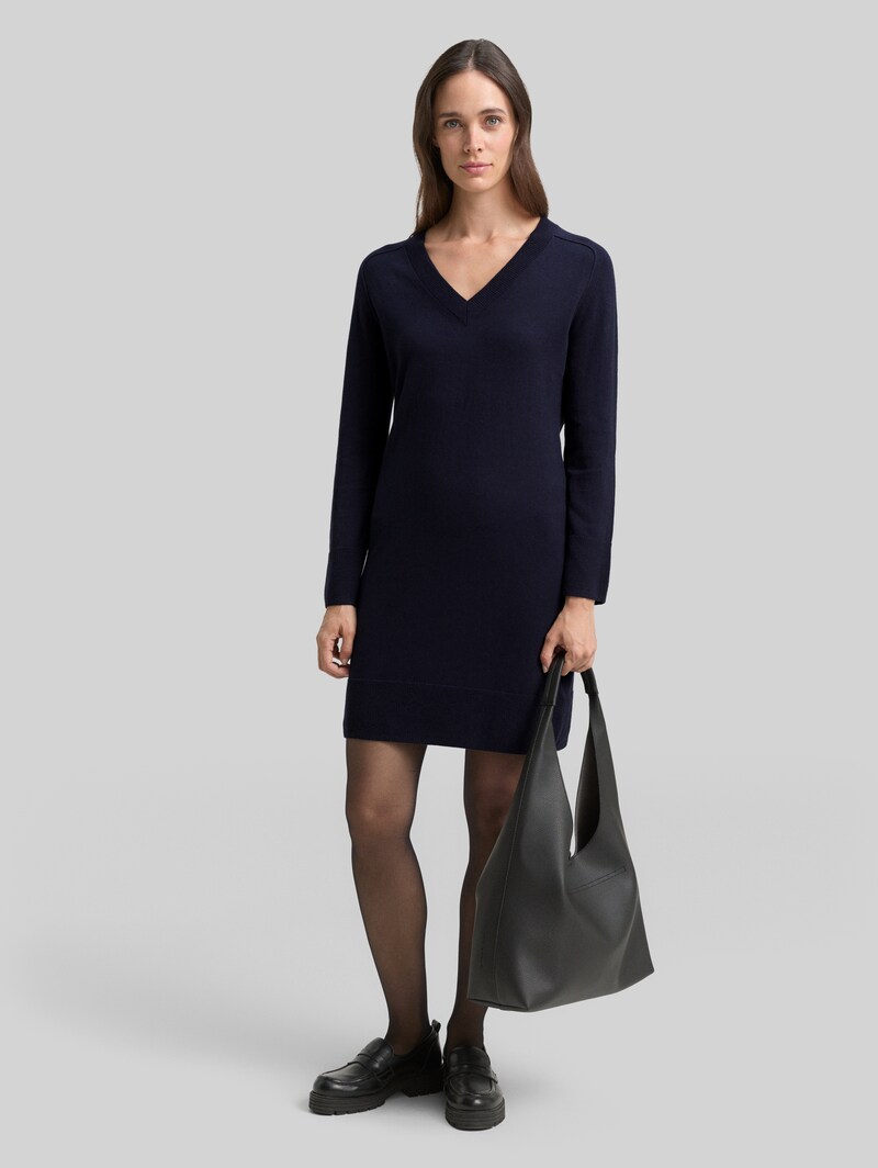 Tom Tailor Strickkleid mit Kaschmir-Anteil - Knitted Navy Melange