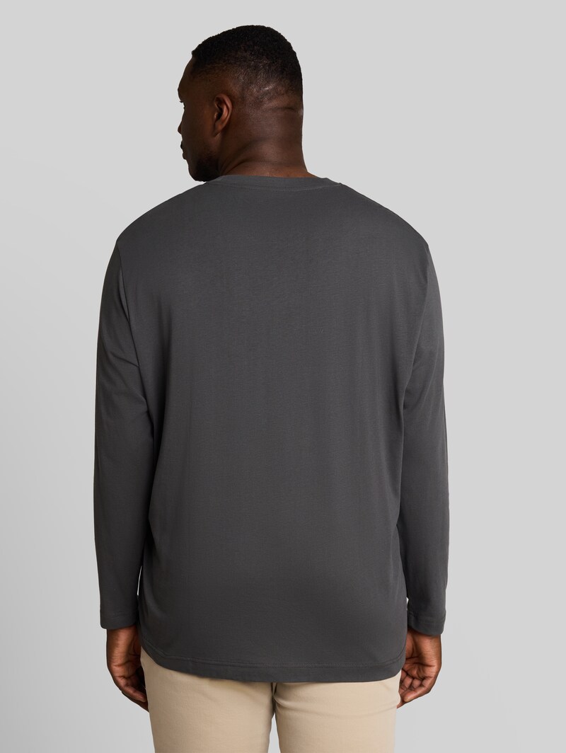 Tom Tailor Plus Size - Langarmshirt mit Logo-Print - Dark Shadow