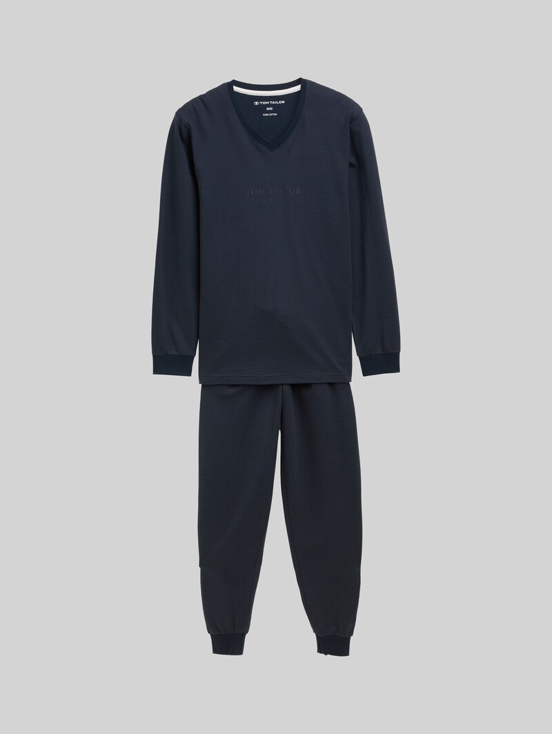 Tom Tailor Ripp Pyjama-Set - Blue-dark-solid