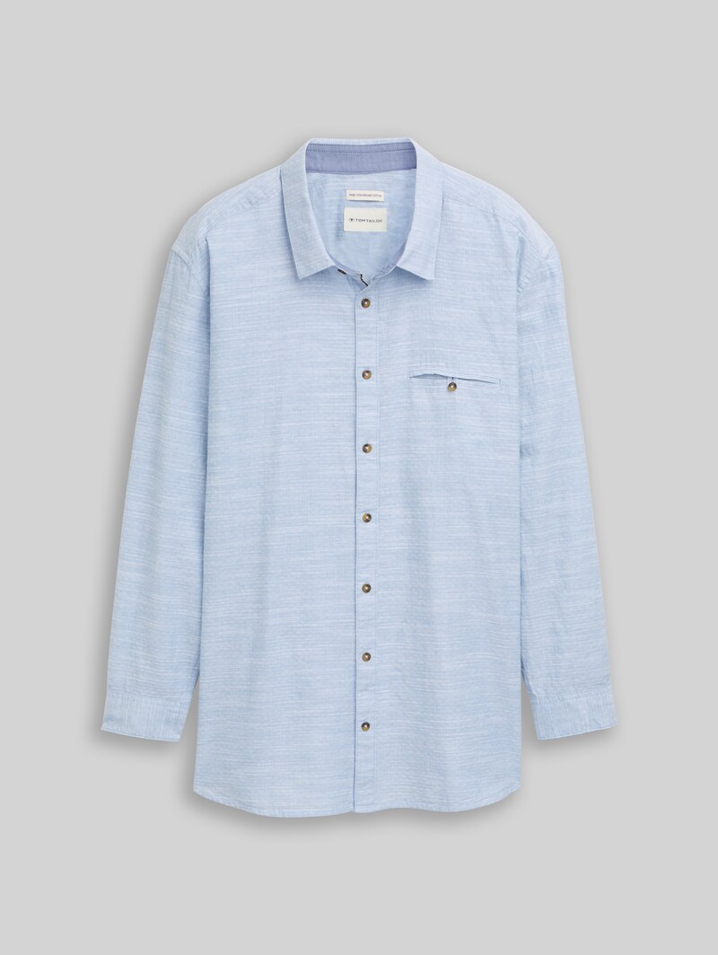 Tom Tailor Plus Size - Regular Fit Hemd mit Turn-Up-Funktion - Blue Petrol Structure