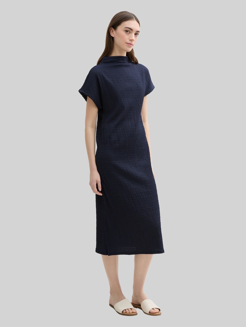 Tom Tailor Midi-Kleid mit Stehkragen - Sky Captain Blue