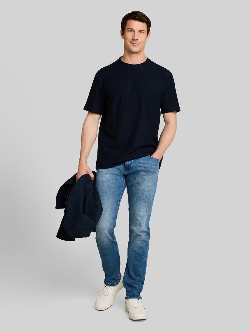 Tom Tailor T-Shirt mit Ottoman-Struktur - Sky Captain Blue