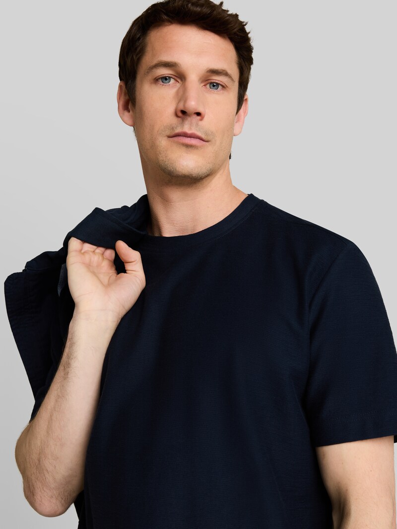Tom Tailor T-Shirt mit Ottoman-Struktur - Sky Captain Blue