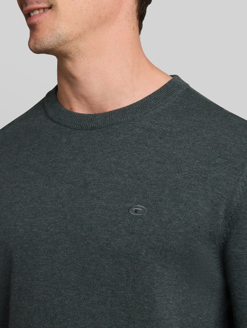 Tom Tailor Basic Strickpullover aus Baumwolle - Darkest Olive Melange