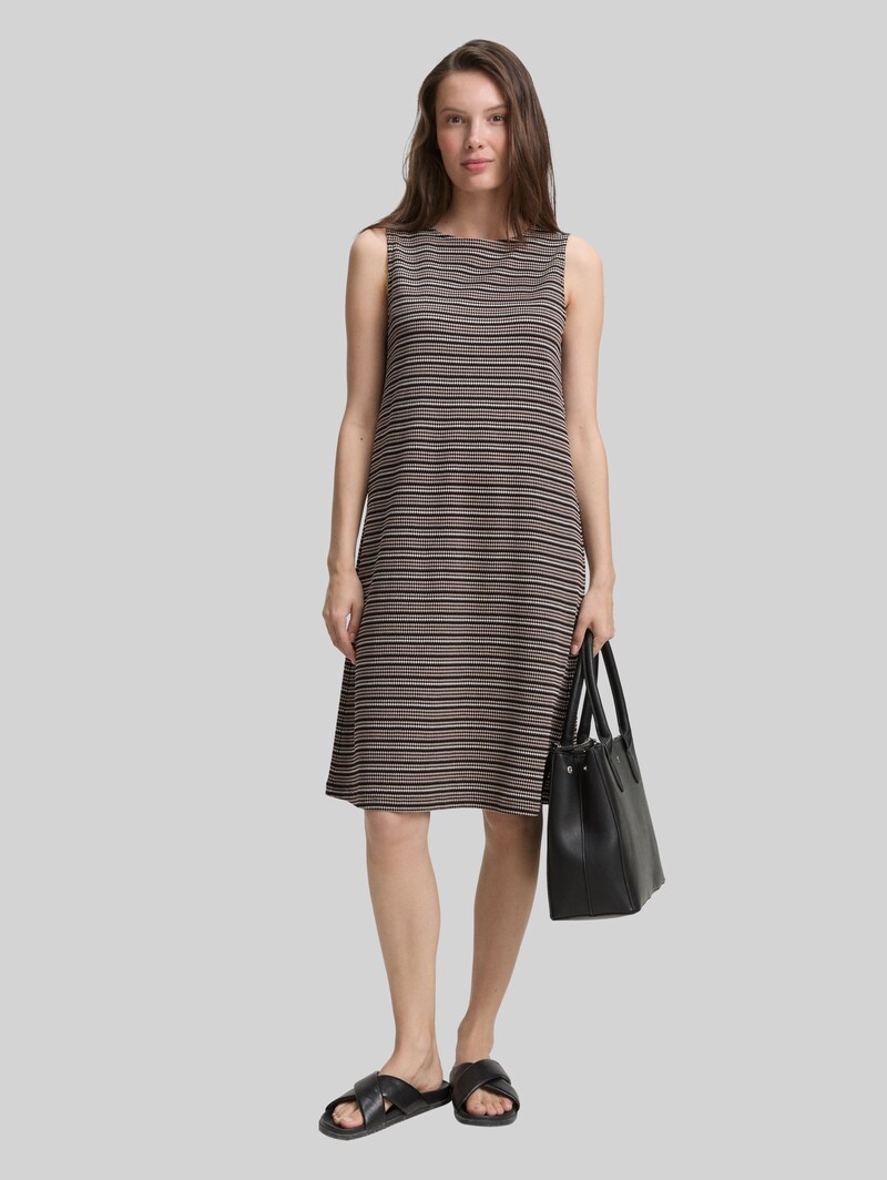 Tom Tailor Jacquard Kleid - Black Knit Structure Stripe