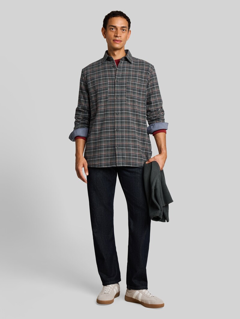 Tom Tailor Comfort Fit Flanell-Hemd mit Karomuster - Green Based Blue Mint Check