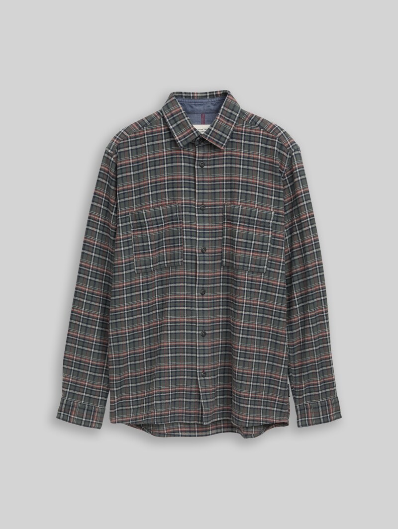 Tom Tailor Comfort Fit Flanell-Hemd mit Karomuster - Green Based Blue Mint Check