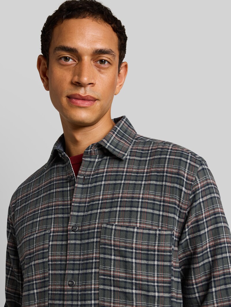Tom Tailor Comfort Fit Flanell-Hemd mit Karomuster - Green Based Blue Mint Check
