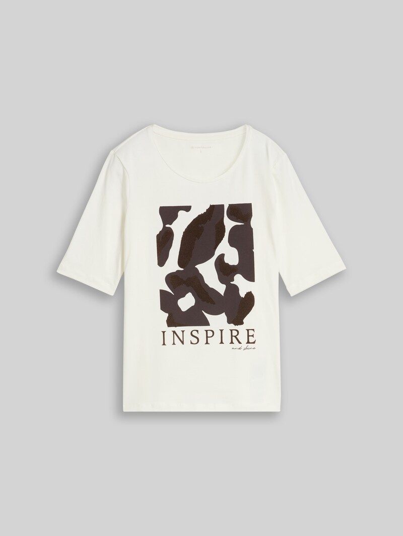 Tom Tailor Slim Fit T-Shirt mit Print - Whisper White