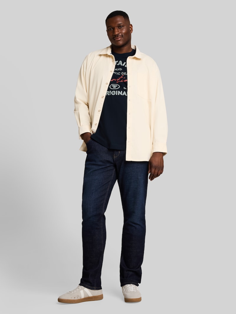Tom Tailor Plus Size - Langarmshirt mit Logo-Print - Sky Captain Blue