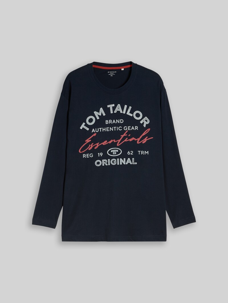 Tom Tailor Plus Size - Langarmshirt mit Logo-Print - Sky Captain Blue