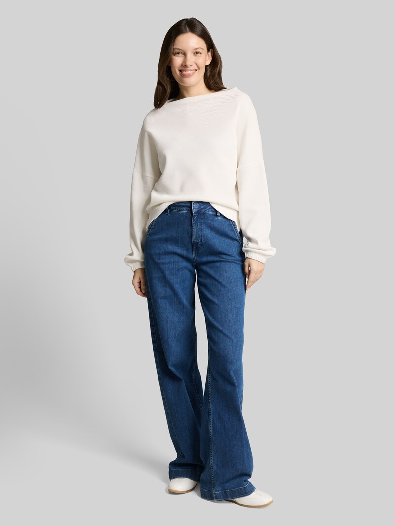 Tom Tailor Sweatshirt mit Stehkragen - Whisper White