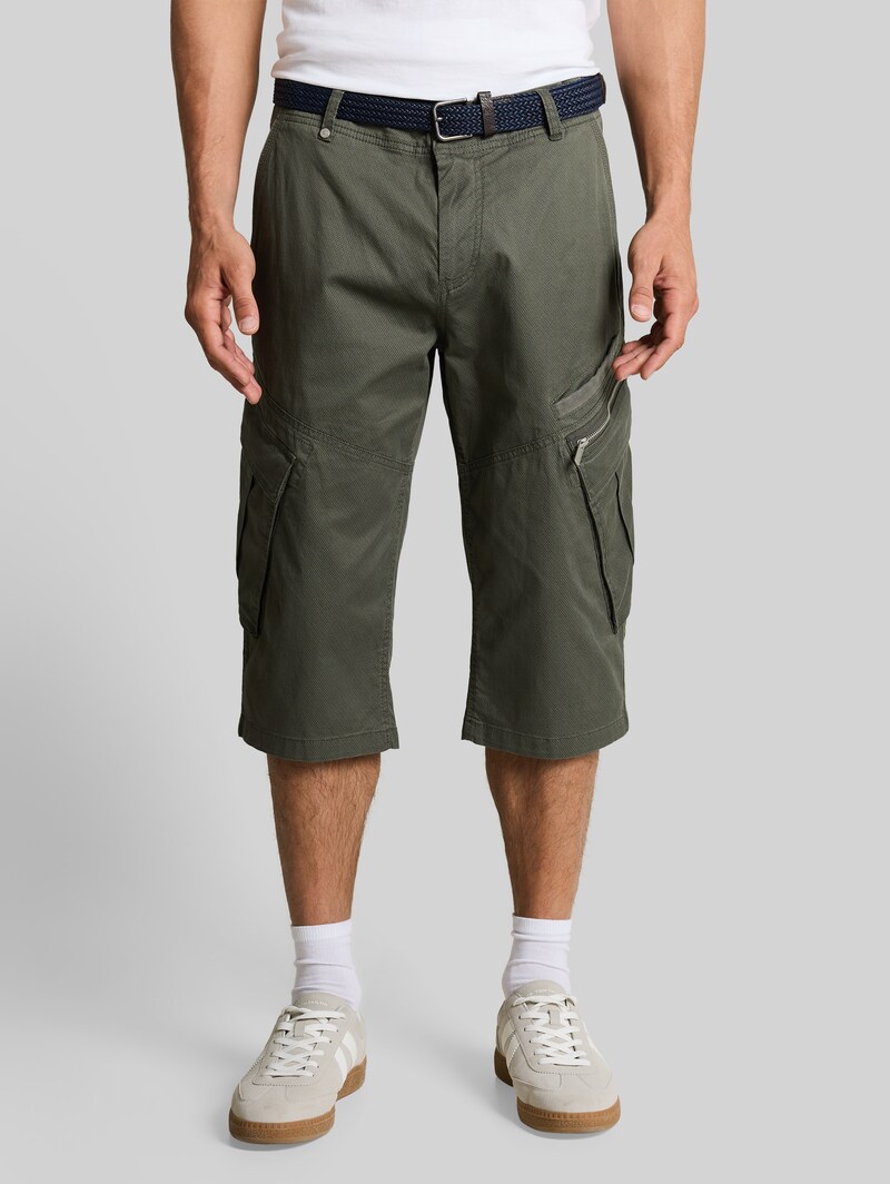 Tom Tailor TTMAX REGULAR Overknee Shorts mit Gürtel - Khaki Mini Weave Print