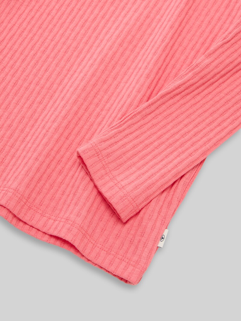 Tom Tailor Langarmshirt mit Rippstruktur - Pink Dream