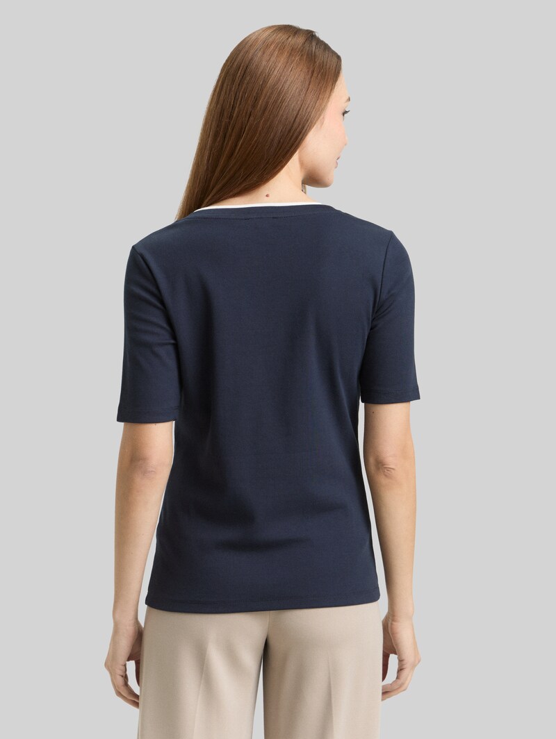 Tom Tailor Slim Fit T-Shirt mit V-Ausschnitt - Sky Captain Blue