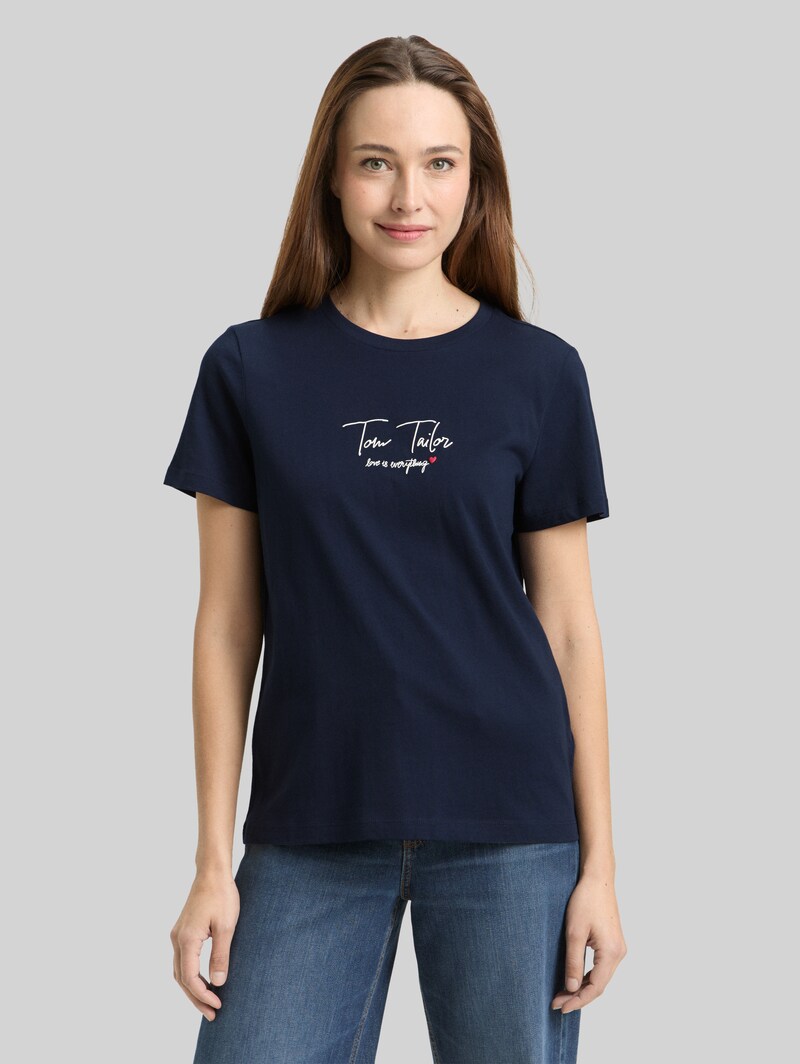 Tom Tailor T-Shirt mit Logo-Print - Sky Captain Blue