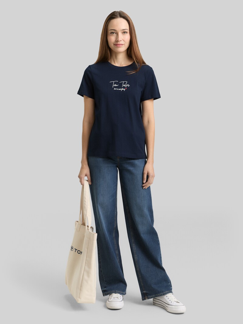 Tom Tailor T-Shirt mit Logo-Print - Sky Captain Blue