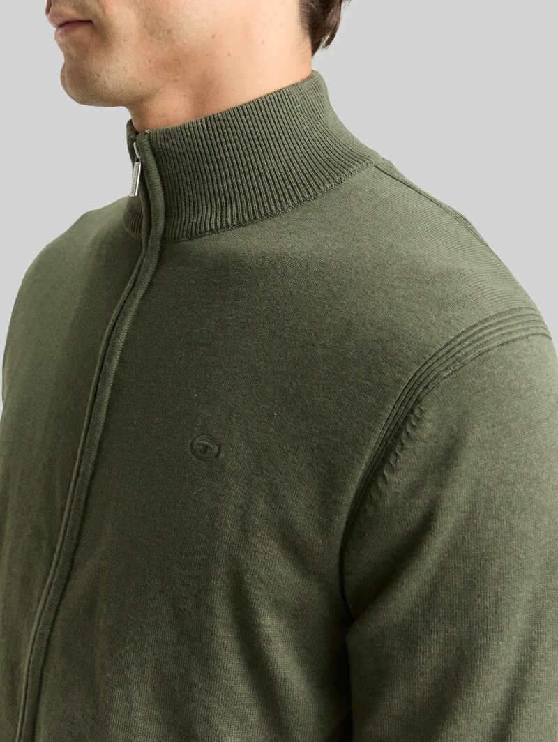 Tom Tailor Strickjacke mit Stehkragen - Tea Leaf Melange