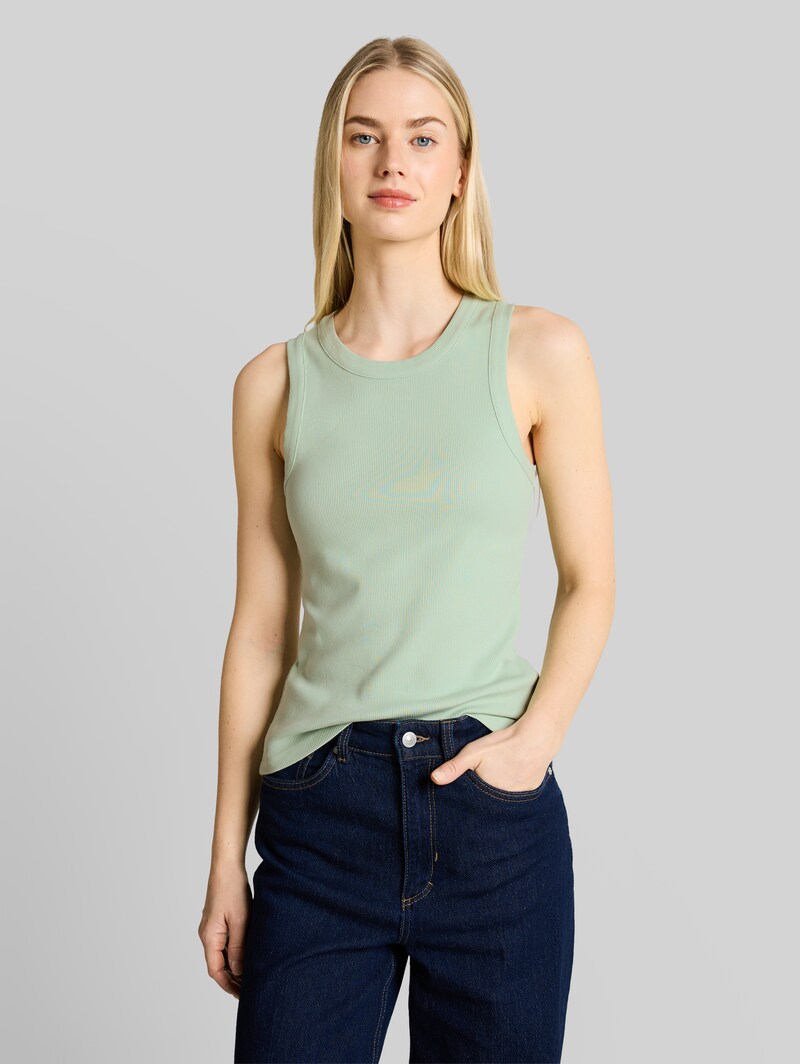 Tom Tailor Slim Fit Top mit Rippstruktur - Light Matcha Green Tom Tailor Slim Fit Top mit Rippstruktur - Light Matcha Green