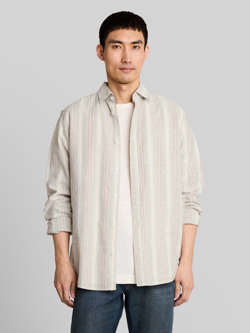 Tom Tailor Regular Fit Hemd mit Streifenmuster - Off White Multicolor Stripe Tom Tailor Regular Fit Hemd mit Streifenmuster - Off White Multicolor Stripe