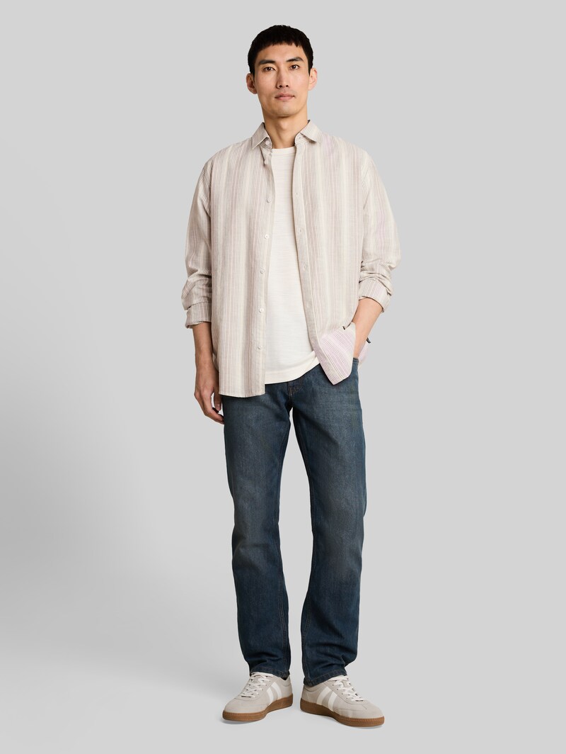 Tom Tailor Regular Fit Hemd mit Streifenmuster - Off White Multicolor Stripe