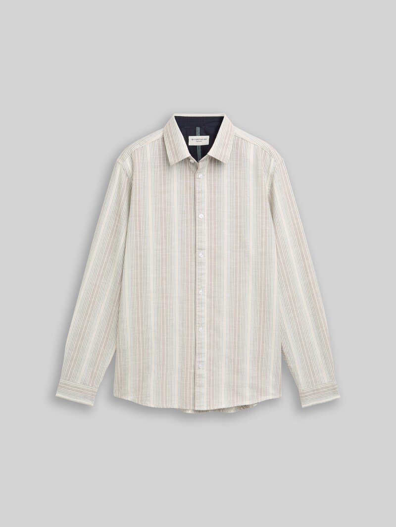 Tom Tailor Regular Fit Hemd mit Streifenmuster - Off White Multicolor Stripe