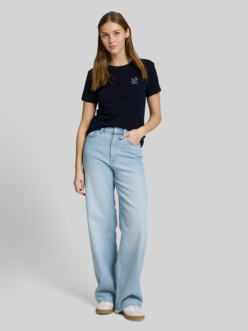 Tom Tailor T-Shirt mit Stickerei - Sky Captain Blue
