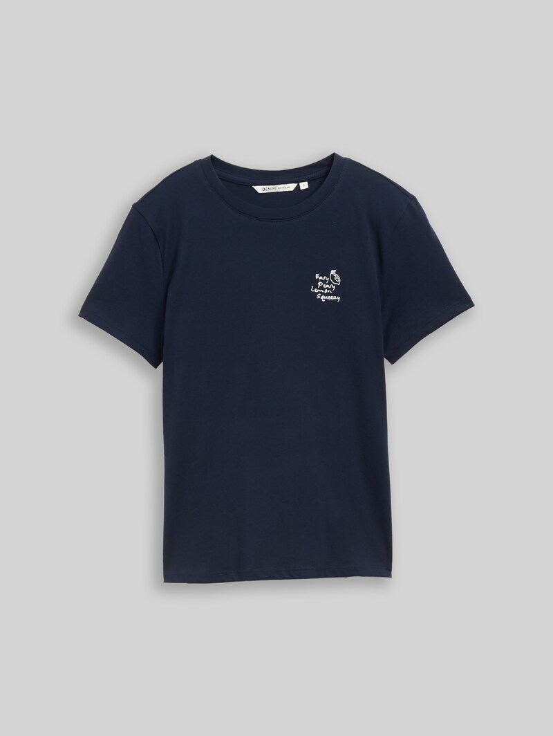 Tom Tailor T-Shirt mit Stickerei - Sky Captain Blue