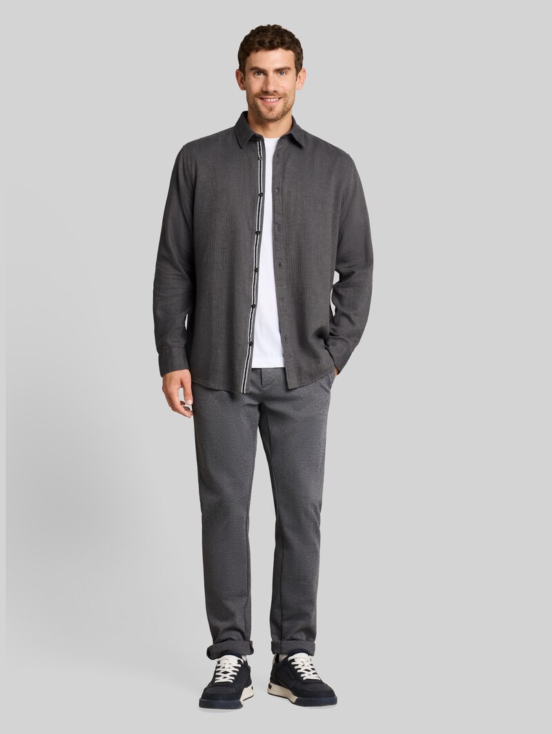 Tom Tailor Regular Fit Hemd aus Baumwolle - Tarmac Grey Herringbone