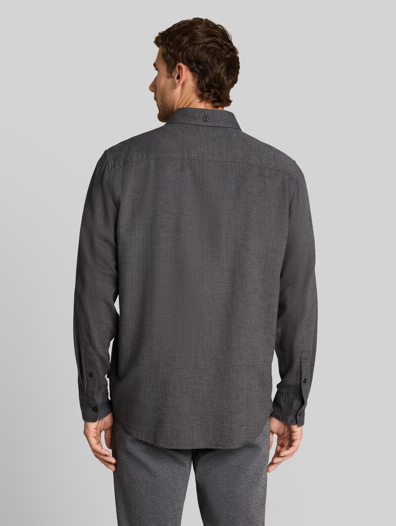 Tom Tailor Regular Fit Hemd aus Baumwolle - Tarmac Grey Herringbone