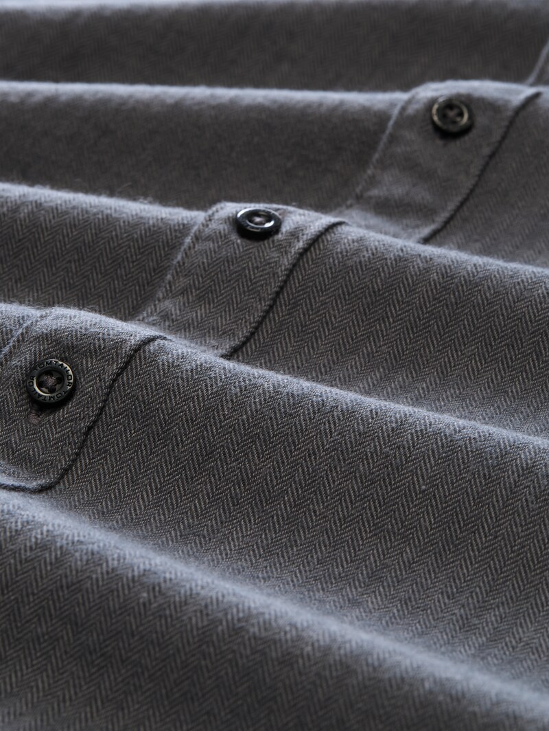 Tom Tailor Regular Fit Hemd aus Baumwolle - Tarmac Grey Herringbone