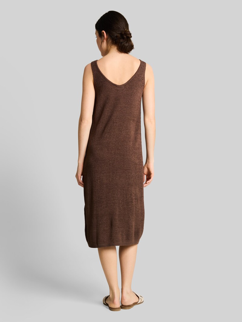 Tom Tailor Loose Fit Strickkleid mit V-Ausschnitt - Cool Dark Brown