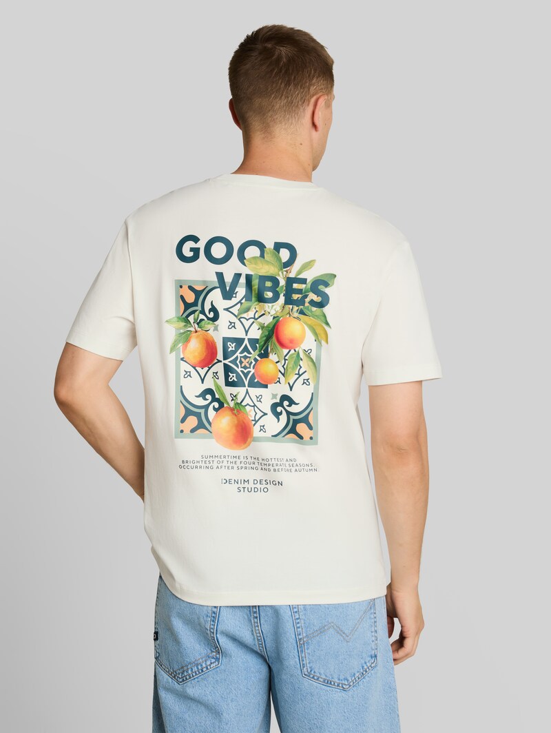 Tom Tailor Relaxed Fit T-Shirt mit Rückenprint - Wool White