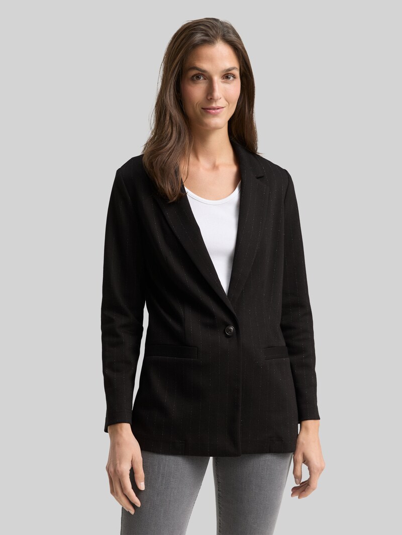 Tom Tailor Loose Fit Blazer mit Glitzer-Effekt - Pinstripe With Lurex Tom Tailor Loose Fit Blazer mit Glitzer-Effekt - Pinstripe With Lurex