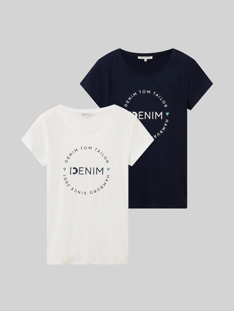 Tom Tailor Print T-Shirt im 2er-Pack - Sky Captain Blue