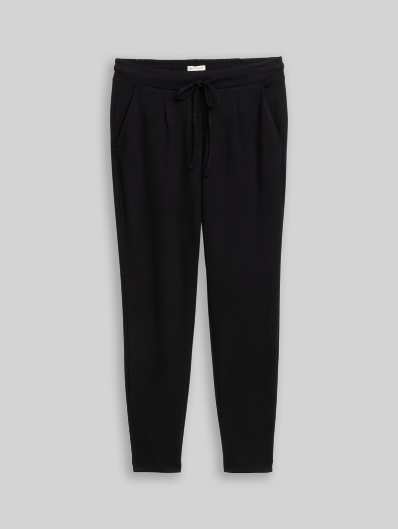 Tom Tailor Loose Slim Jacquard Hose mit Kordelzug - Deep Black